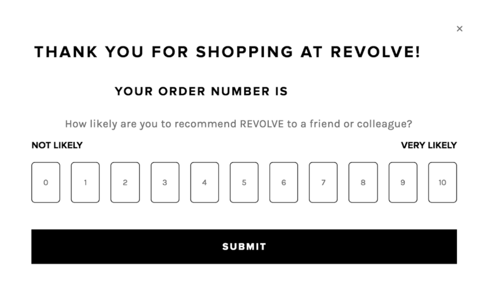 Revolve’s post-purchase survey
