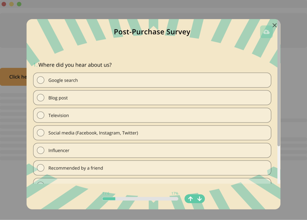 Embed your survey as a pop-up page