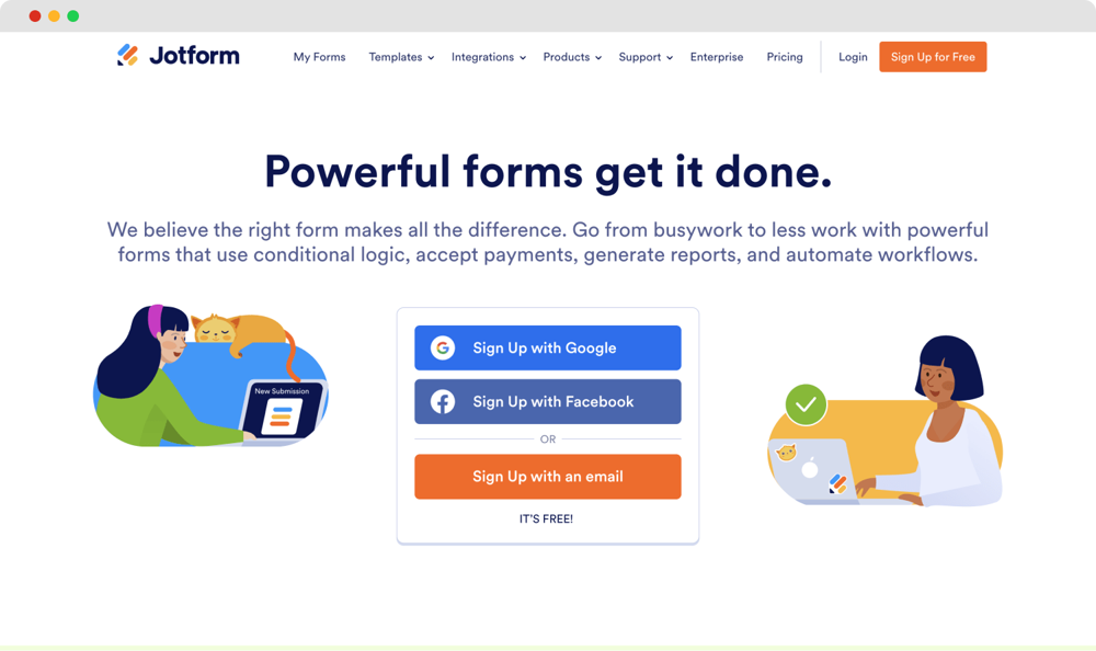 The Home Page of Jotform
