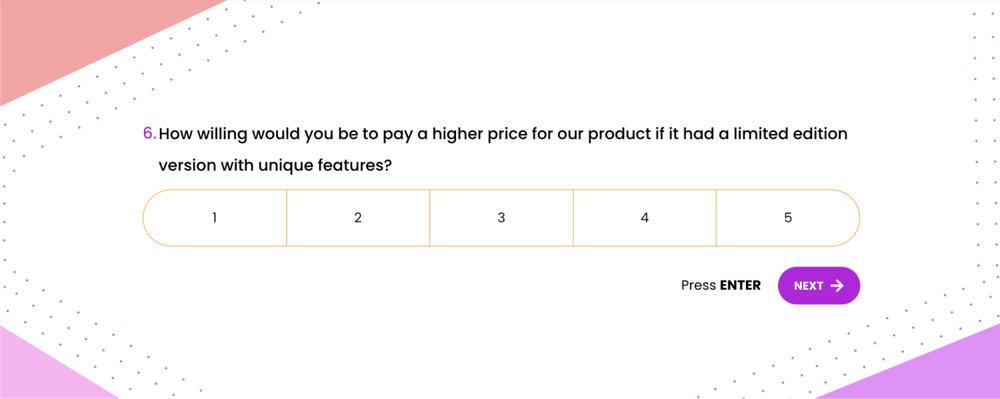 An opinion scale question sample