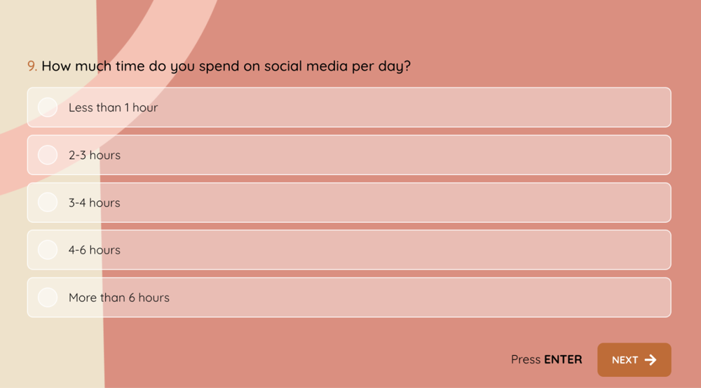 Ratio scale multiple-choice question example