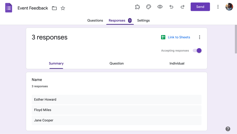 Finde den Tab “Antworten”