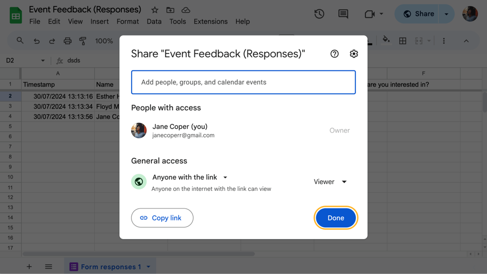Teilen Sie Ihre Tabelle