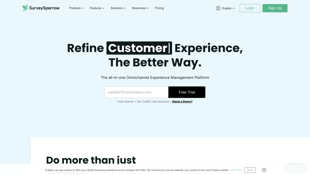 The Home Page of SurveySparrow