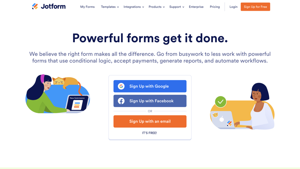 The Home Page of Jotform
