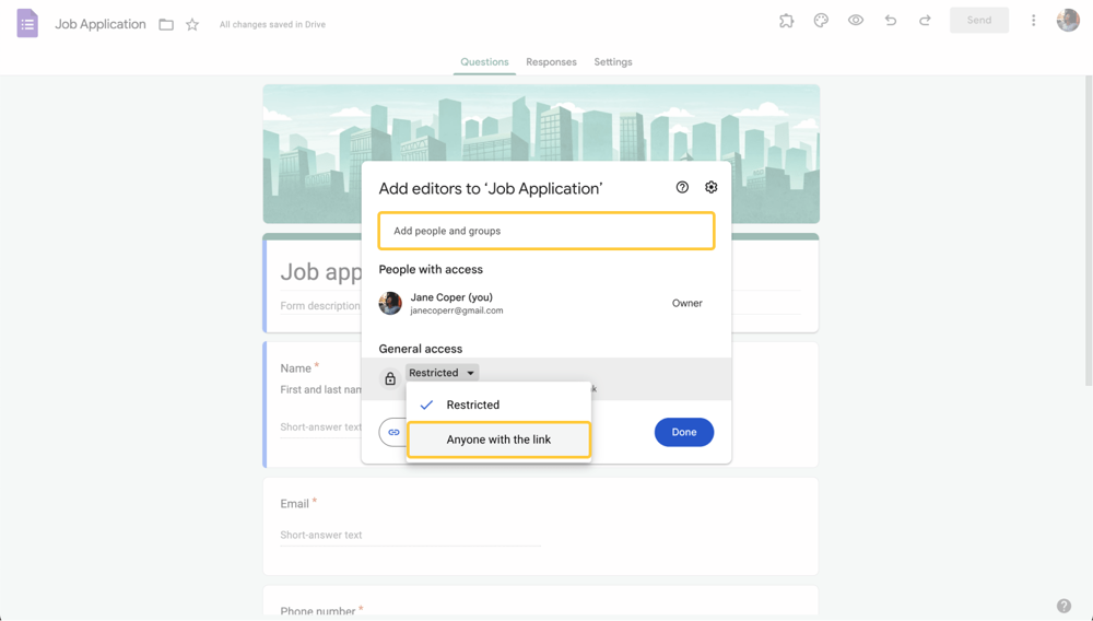 Choose an access level