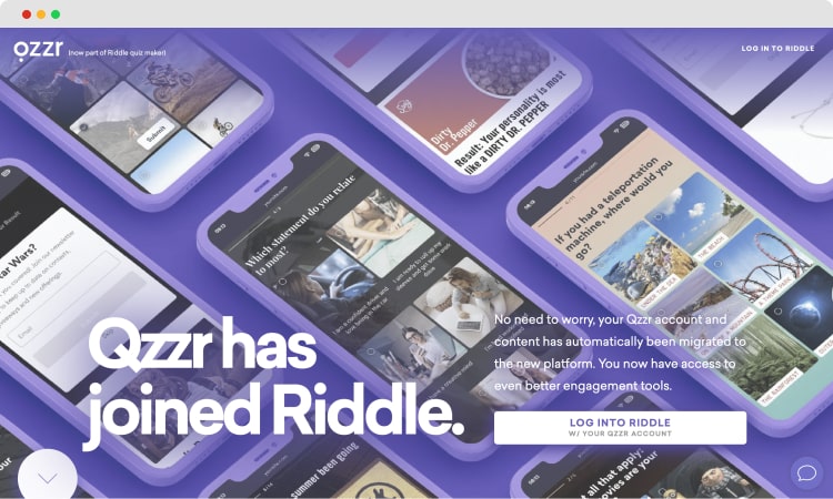 The homepage of Qzzr