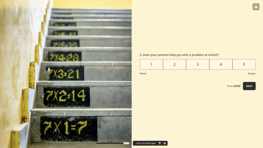 Eine Umfragefrage über die Beziehung zwischen Eltern und Kindern