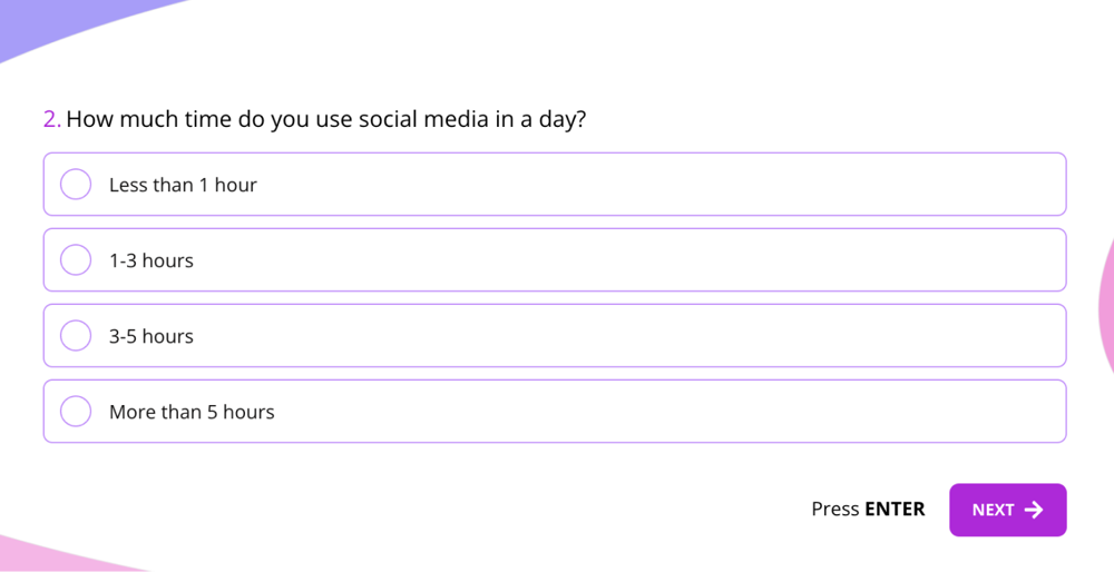 A nominal scale question example