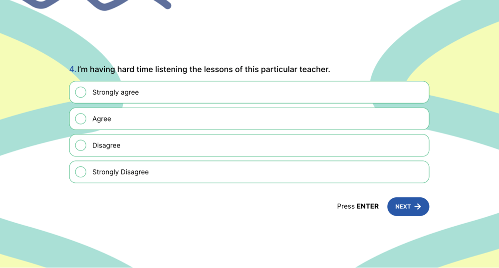 A Likert scale question sample
