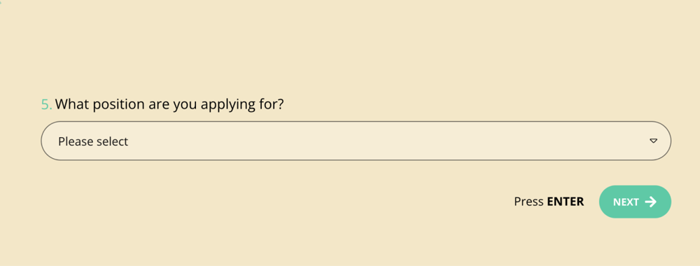 A dropdown selection question