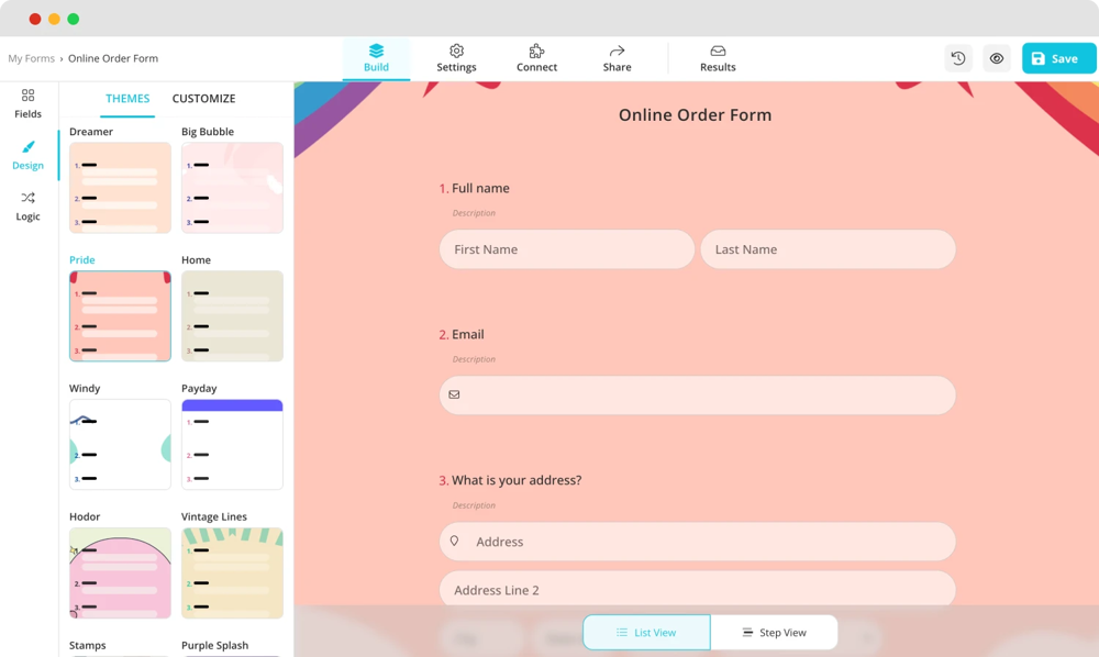 Tasarıma bölümünü açın
