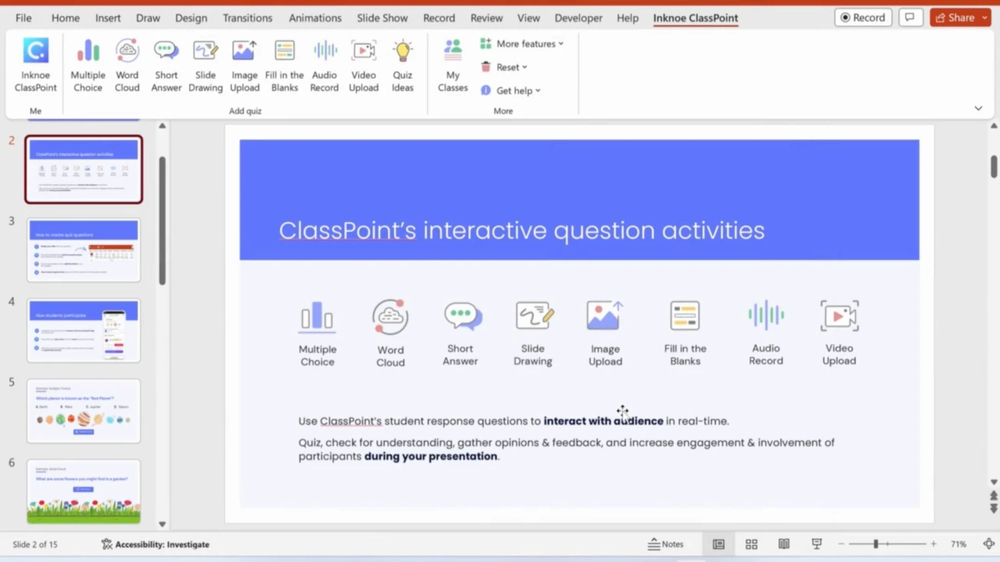 Workspace of Classpoint&nbsp;(Source: Classpoint)