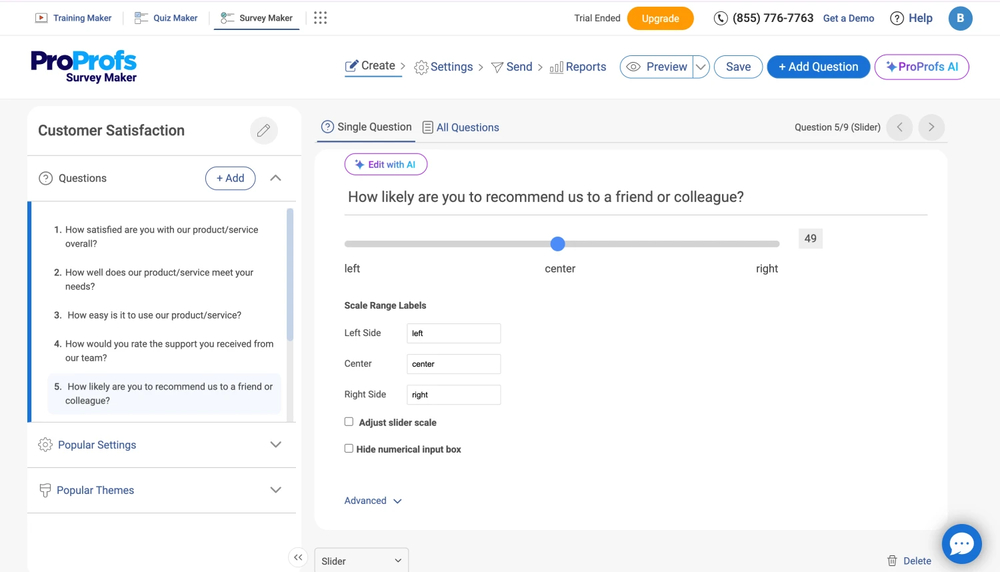 Workspace of ProProfs