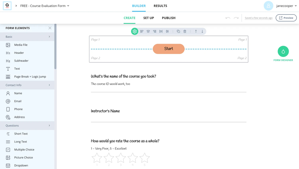 Workspace of Aida Form