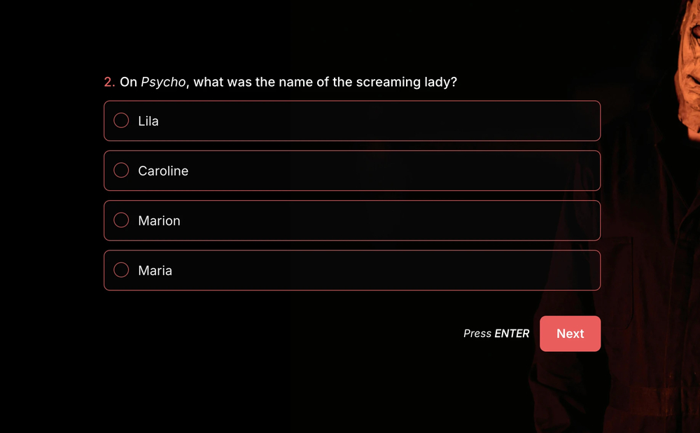 Una pregunta de quiz sobre una película de Halloween
