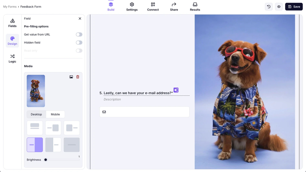 Add videos or images to your form