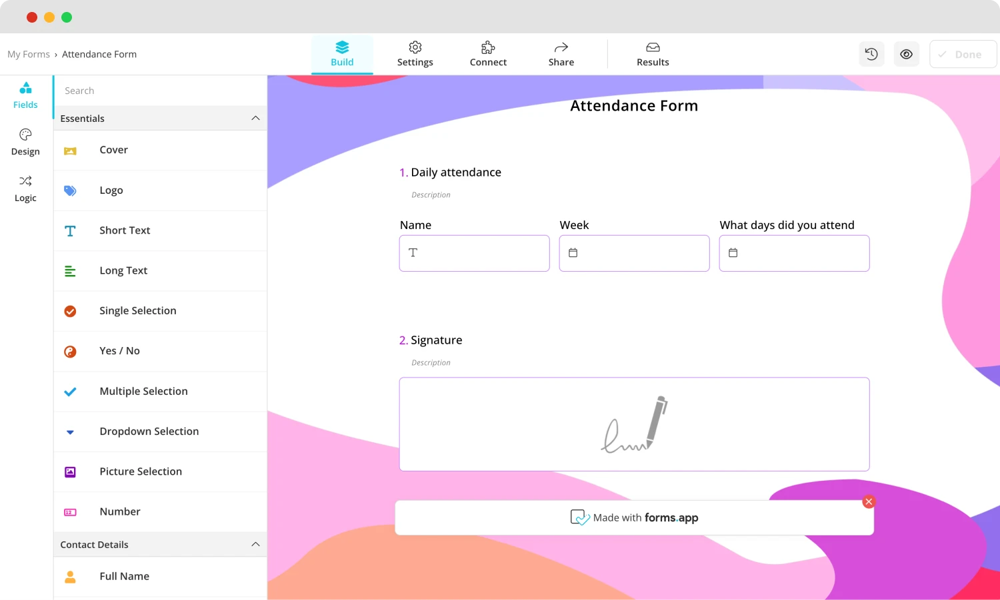 Agregue los campos esenciales a su formulario de asistencia