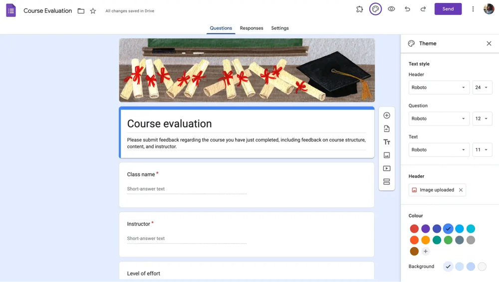 Kurs geribildirim formunun görünümünü özelleştirin