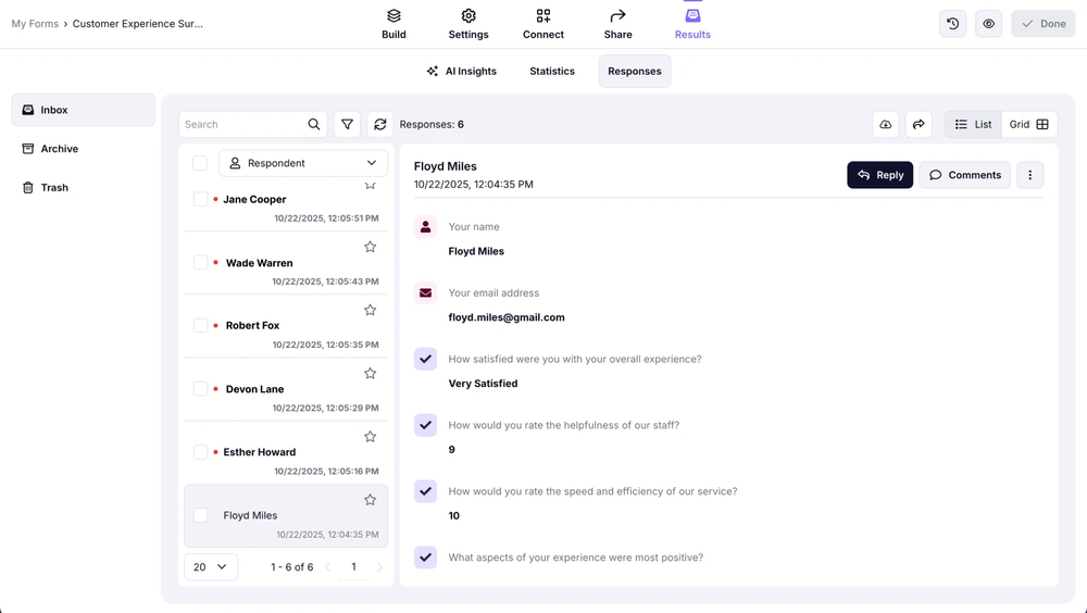 Analyze the survey results