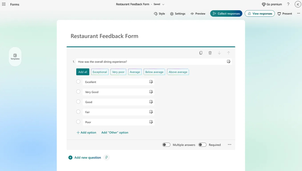 Add your customer feedback questions