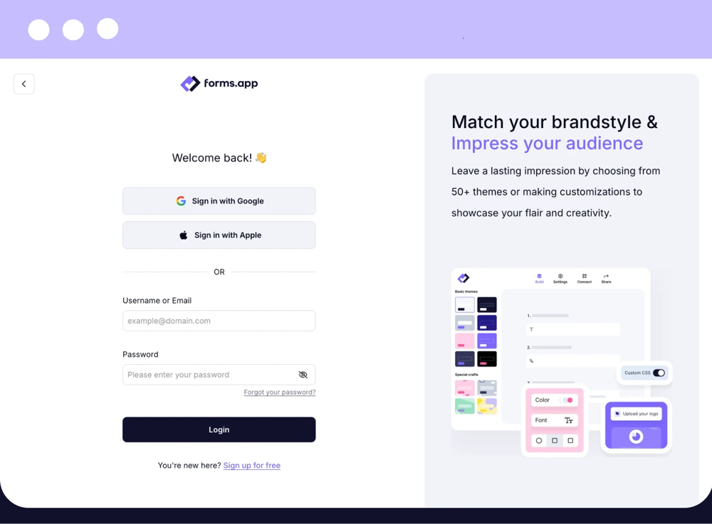 Open your forms.app account