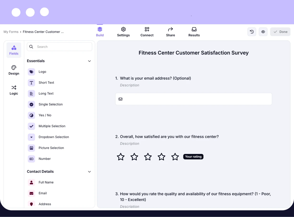Add questions to your survey