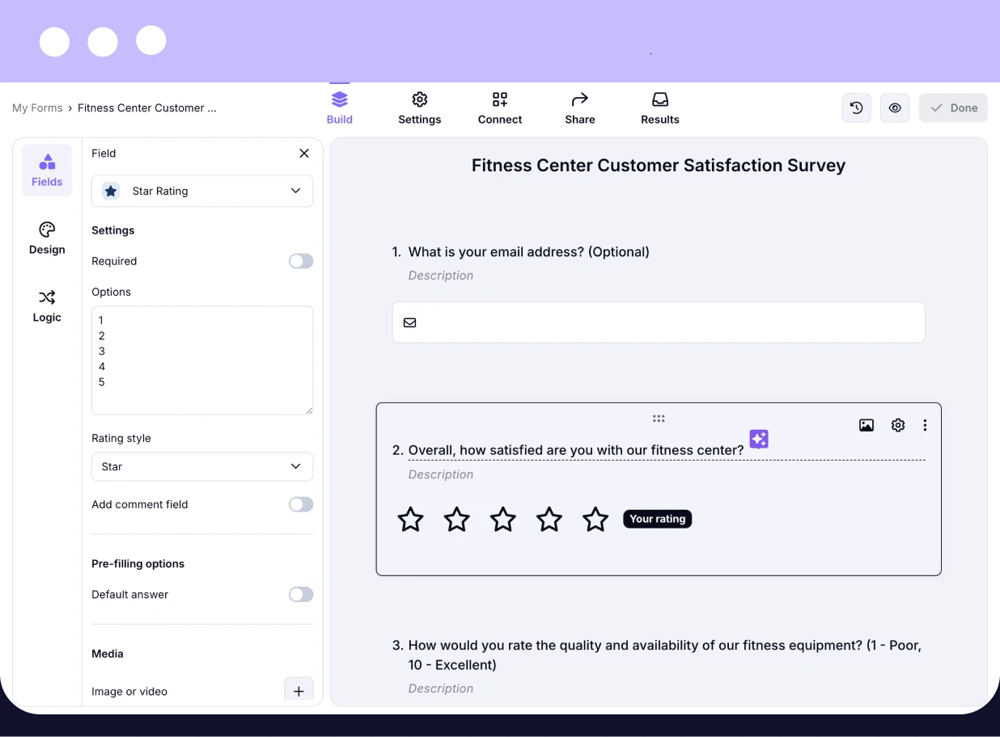 Use star rating questions