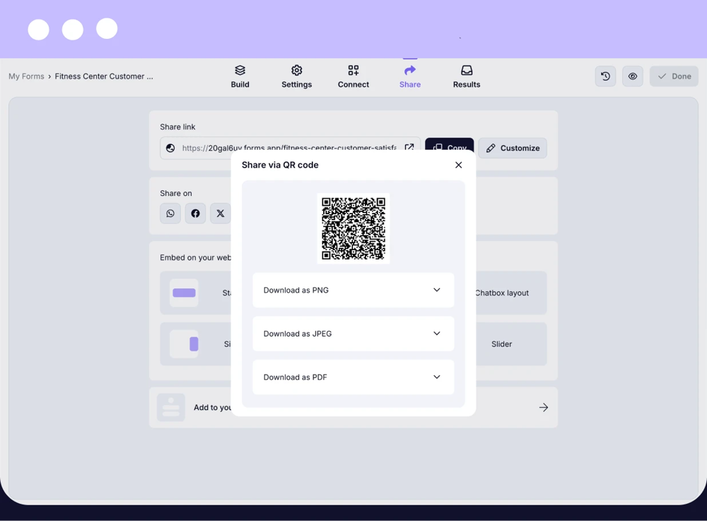 Generate a QR code for your survey