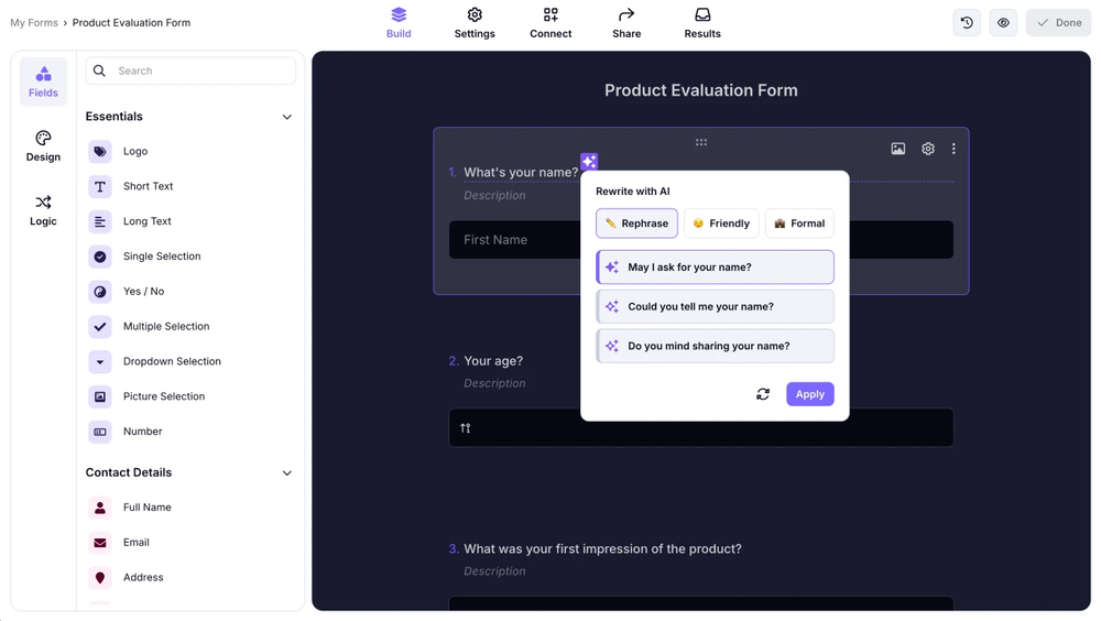 Rewrite your questions with AI
