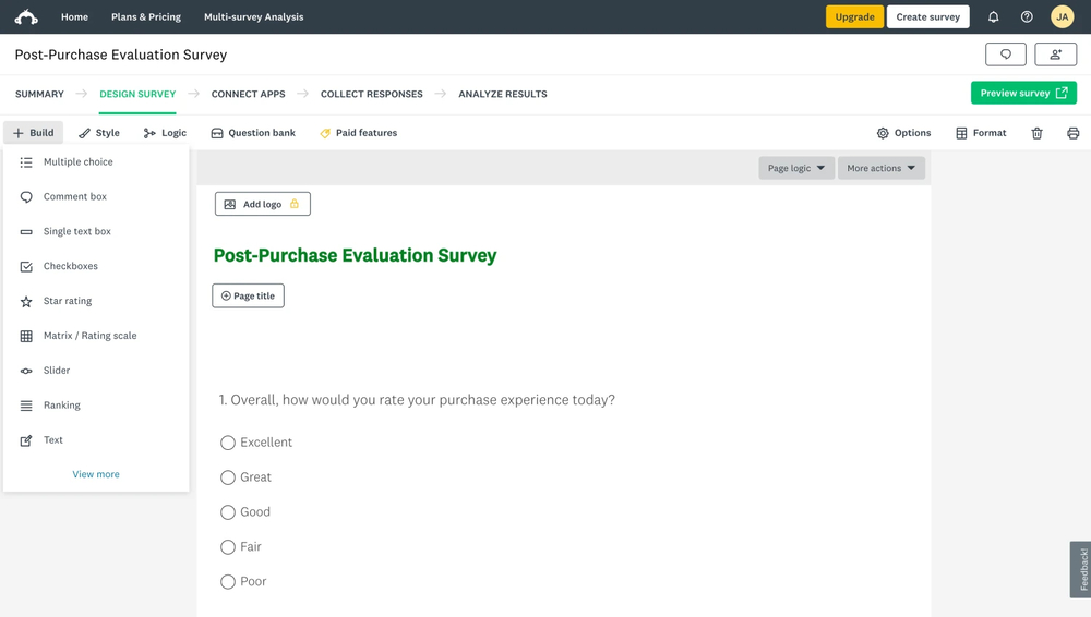 Workspace of SurveyMonkey