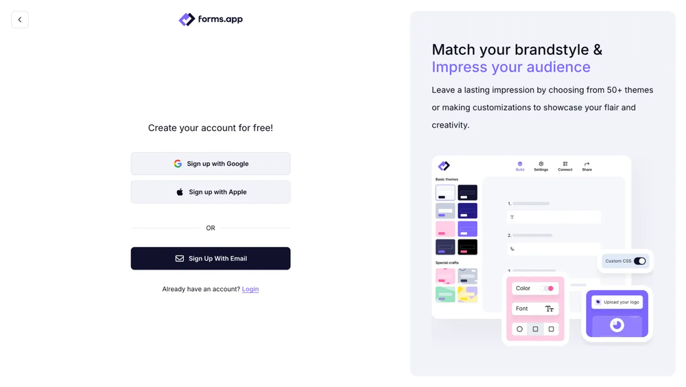 Open your forms.app account
