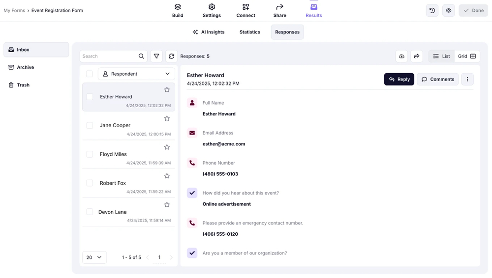 Analyze your form results