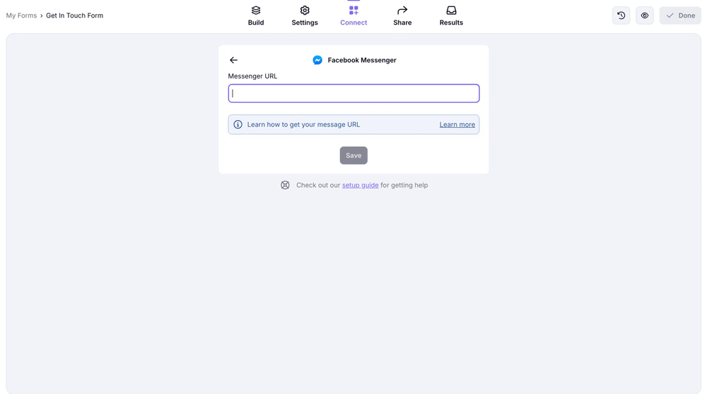 An image showing the Messenger URL area where you need to enter the URL you got earlier