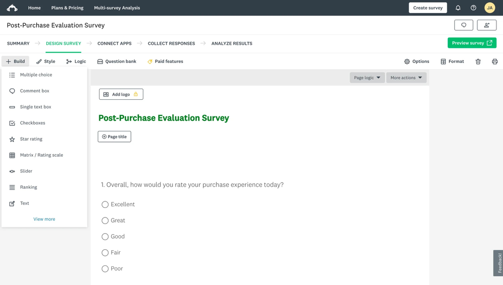 Workspace of SurveyMonkey