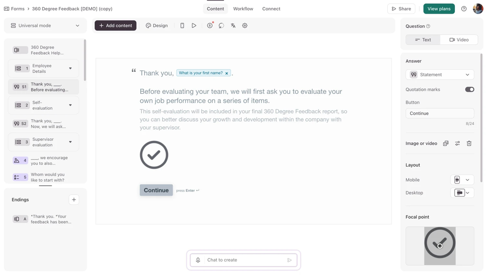 Workspace of Typeform