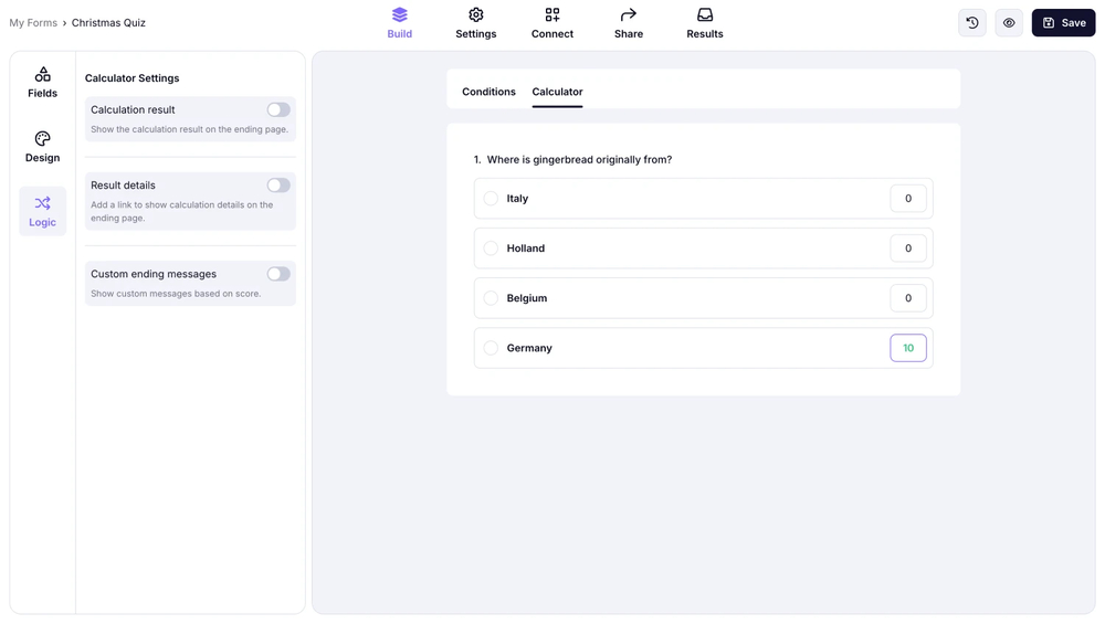Add points to the correct answers