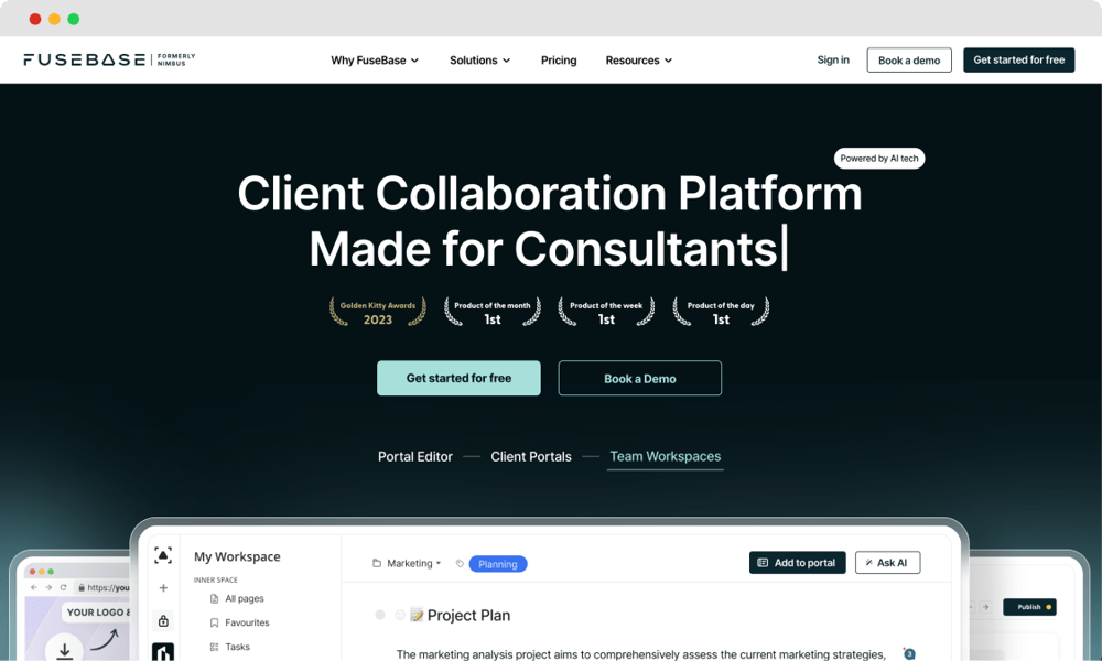 Die Homepage von FuseBase