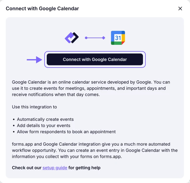 An image showing the pop-up appearing where you can start the connection by first logging in to your Google account