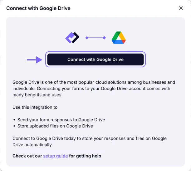 An image showing the pop-up appearing where you can start the connection by first logging in to your Google account