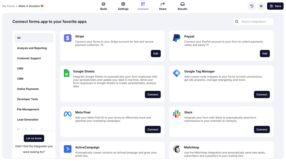 Connect your form to other apps