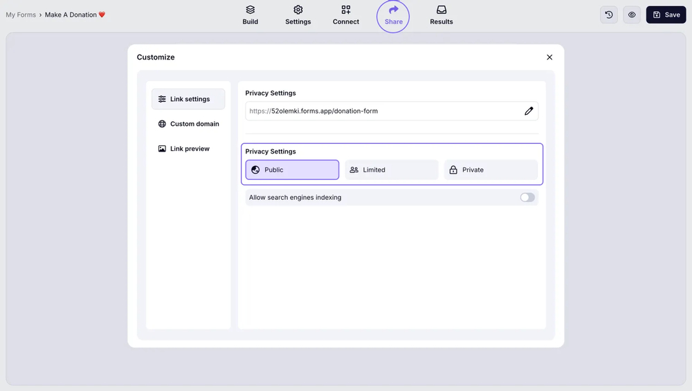 Change the privacy settings