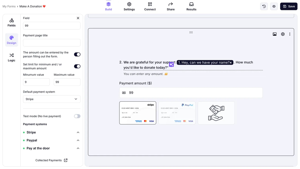 Add payment field to your form
