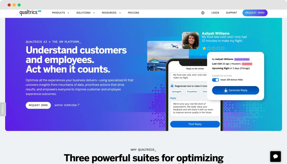 La página de inicio de Qualtrics
