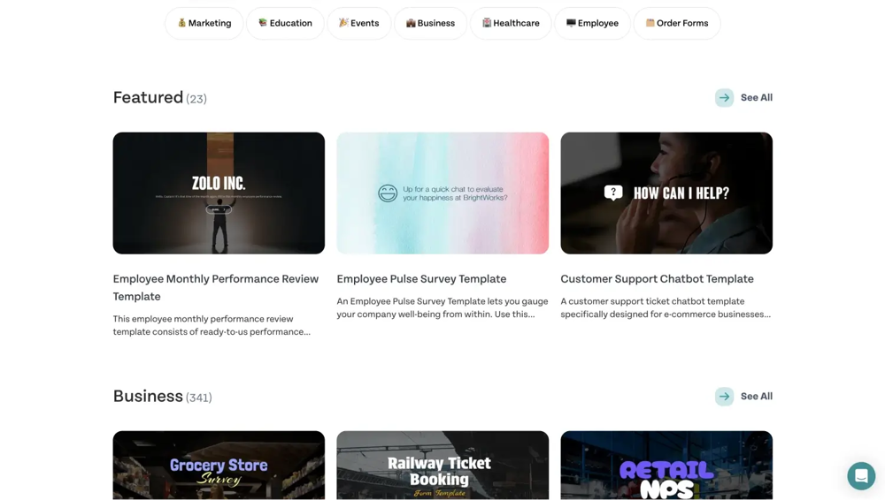 Galeria de modelos do SurveySparrow