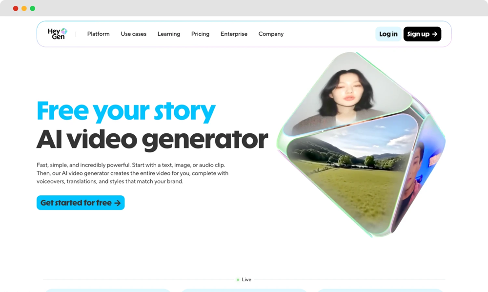 The homepage of HeyGen