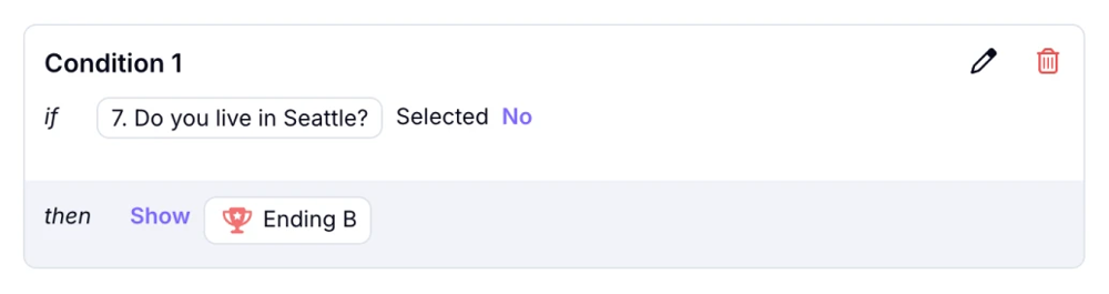 An image showing how you can add the Ending page option to your conditional rule