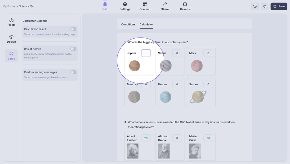 An image showing the area next to the option where you need to click to start adding scores