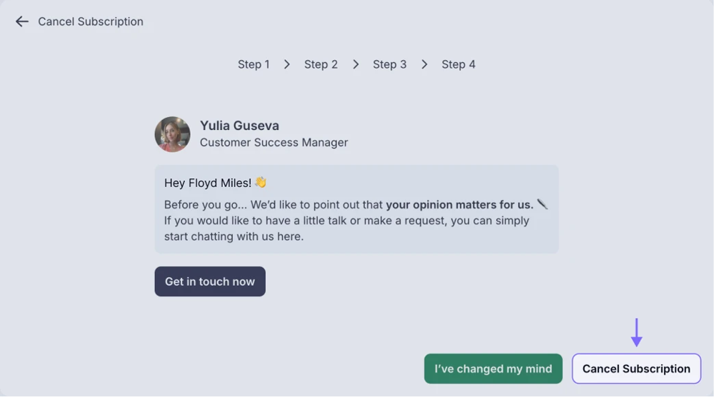 An image showing a cancellation button to finish the process