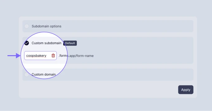 An image showing the section where you need to enter your custom subdomain name